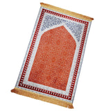 Maxbell Prayer Rug Decoration Soft Non Slip Elegant Prayer Mat for Praying Men Women Orange