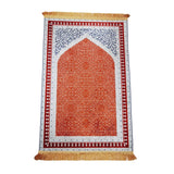 Maxbell Prayer Rug Decoration Soft Non Slip Elegant Prayer Mat for Praying Men Women Orange