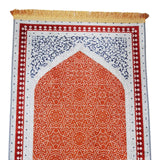 Maxbell Prayer Rug Decoration Soft Non Slip Elegant Prayer Mat for Praying Men Women Orange