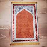 Maxbell Prayer Rug Decoration Soft Non Slip Elegant Prayer Mat for Praying Men Women Orange