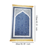 Maxbell Prayer Rug Decoration Soft Non Slip Elegant Prayer Mat for Praying Men Women Blue