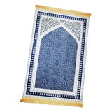 Maxbell Prayer Rug Decoration Soft Non Slip Elegant Prayer Mat for Praying Men Women Blue