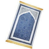 Maxbell Prayer Rug Decoration Soft Non Slip Elegant Prayer Mat for Praying Men Women Blue
