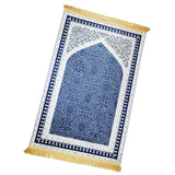 Maxbell Prayer Rug Decoration Soft Non Slip Elegant Prayer Mat for Praying Men Women Blue