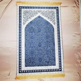 Maxbell Prayer Rug Decoration Soft Non Slip Elegant Prayer Mat for Praying Men Women Blue
