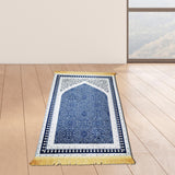 Maxbell Prayer Rug Decoration Soft Non Slip Elegant Prayer Mat for Praying Men Women Blue