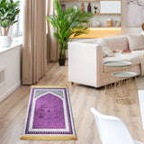Maxbell Prayer Rug Decoration Soft Non Slip Elegant Prayer Mat for Praying Men Women Purple