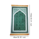 Maxbell Prayer Rug Decoration Soft Non Slip Elegant Prayer Mat for Praying Men Women Green