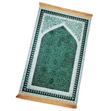 Maxbell Prayer Rug Decoration Soft Non Slip Elegant Prayer Mat for Praying Men Women Green