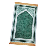 Maxbell Prayer Rug Decoration Soft Non Slip Elegant Prayer Mat for Praying Men Women Green