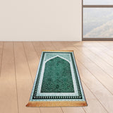 Maxbell Prayer Rug Decoration Soft Non Slip Elegant Prayer Mat for Praying Men Women Green