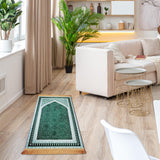 Maxbell Prayer Rug Decoration Soft Non Slip Elegant Prayer Mat for Praying Men Women Green