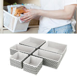 Maxbell 6x Drawer Organizer Storage Bins Closet Organization for Lingerie Bras Belts Wave Pattern Gray