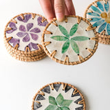 Maxbell Rattan Coaster Boho Placemat Pad for Party Supplies Centerpiece Housewarming Green