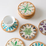 Maxbell Rattan Coaster Boho Placemat Pad for Party Supplies Centerpiece Housewarming Green
