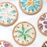 Maxbell Rattan Coaster Boho Placemat Pad for Party Supplies Centerpiece Housewarming Green