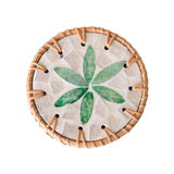Maxbell Rattan Coaster Boho Placemat Pad for Party Supplies Centerpiece Housewarming Green