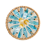 Maxbell Rattan Coaster Boho Placemat Pad for Party Supplies Centerpiece Housewarming Blue