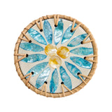 Maxbell Rattan Coaster Boho Placemat Pad for Party Supplies Centerpiece Housewarming Blue