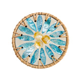 Maxbell Rattan Coaster Boho Placemat Pad for Party Supplies Centerpiece Housewarming Blue