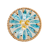Maxbell Rattan Coaster Boho Placemat Pad for Party Supplies Centerpiece Housewarming Blue