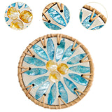 Maxbell Rattan Coaster Boho Placemat Pad for Party Supplies Centerpiece Housewarming Blue