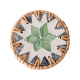 Maxbell Rattan Coaster Boho Placemat Pad for Party Supplies Centerpiece Housewarming Green and Grey