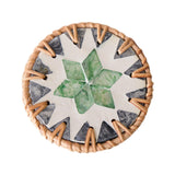 Maxbell Rattan Coaster Boho Placemat Pad for Party Supplies Centerpiece Housewarming Green and Grey