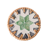 Maxbell Rattan Coaster Boho Placemat Pad for Party Supplies Centerpiece Housewarming Green and Grey