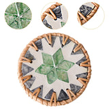 Maxbell Rattan Coaster Boho Placemat Pad for Party Supplies Centerpiece Housewarming Green and Grey