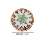 Maxbell Rattan Coaster Boho Placemat Pad for Party Supplies Centerpiece Housewarming Green and Grey