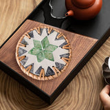 Maxbell Rattan Coaster Boho Placemat Pad for Party Supplies Centerpiece Housewarming Green and Grey