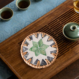 Maxbell Rattan Coaster Boho Placemat Pad for Party Supplies Centerpiece Housewarming Green and Grey