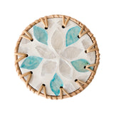 Maxbell Rattan Coaster Boho Placemat Pad for Party Supplies Centerpiece Housewarming Blue and White