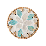 Maxbell Rattan Coaster Boho Placemat Pad for Party Supplies Centerpiece Housewarming Blue and White