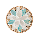 Maxbell Rattan Coaster Boho Placemat Pad for Party Supplies Centerpiece Housewarming Blue and White