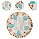 Maxbell Rattan Coaster Boho Placemat Pad for Party Supplies Centerpiece Housewarming Blue and White