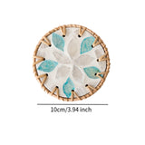 Maxbell Rattan Coaster Boho Placemat Pad for Party Supplies Centerpiece Housewarming Blue and White