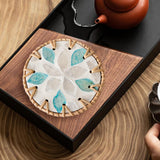 Maxbell Rattan Coaster Boho Placemat Pad for Party Supplies Centerpiece Housewarming Blue and White