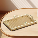 Maxbell Food Serving Tray Dresser Elegant Portable Decorative Tray with Metal Frame