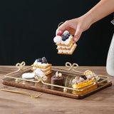 Maxbell Food Serving Tray Dresser Elegant Portable Decorative Tray with Metal Frame