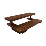 Maxbell Wooden Storage Shelf Modern Teaware Display Shelf for Ornaments Figures Toys brown and 2 layer