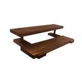 Maxbell Wooden Storage Shelf Modern Teaware Display Shelf for Ornaments Figures Toys brown and 2 layer