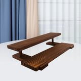 Maxbell Wooden Storage Shelf Modern Teaware Display Shelf for Ornaments Figures Toys brown and 2 layer