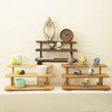 Maxbell Wooden Storage Shelf Modern Teaware Display Shelf for Ornaments Figures Toys brown and 3 layer
