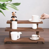 Maxbell Wooden Storage Shelf Modern Teaware Display Shelf for Ornaments Figures Toys brown and 3 layer