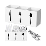 Maxbell Acrylic Cutlery Storage Organizer Bin Knife Spoon and Fork Holder for Indoor White