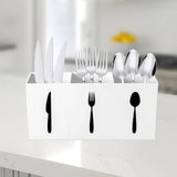 Maxbell Acrylic Cutlery Storage Organizer Bin Knife Spoon and Fork Holder for Indoor White
