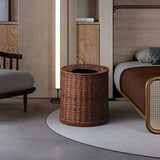 Maxbell Imitation Rattan Trash Can Light Luxury Open Top Dustbin Trendy Waste Basket S