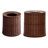 Maxbell Imitation Rattan Trash Can Light Luxury Open Top Dustbin Trendy Waste Basket S